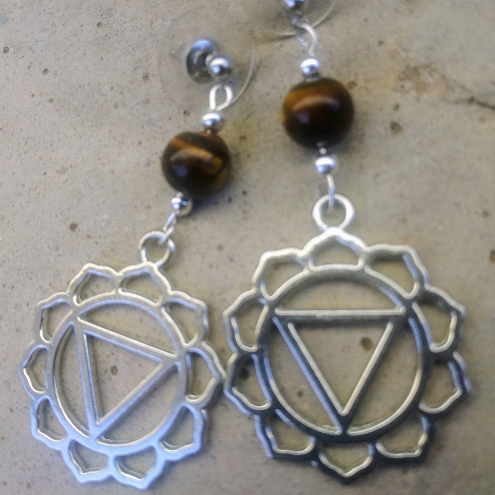 Tigers Eye Solar Plexus Chakra Earrings